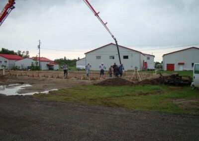 Stages of hangar erection