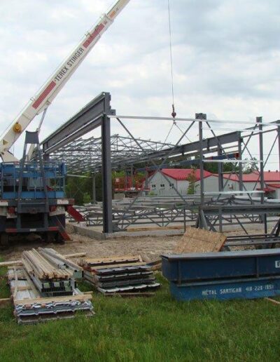 Stages of hangar erection