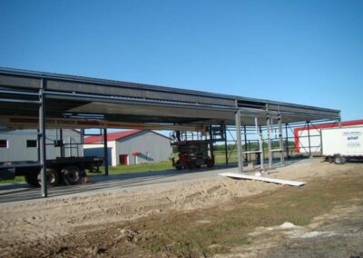 Stages of hangar erection